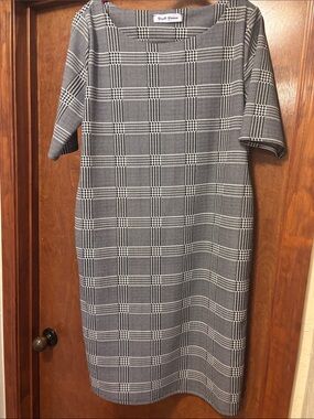 Plaid Midi Shift Dress in Black